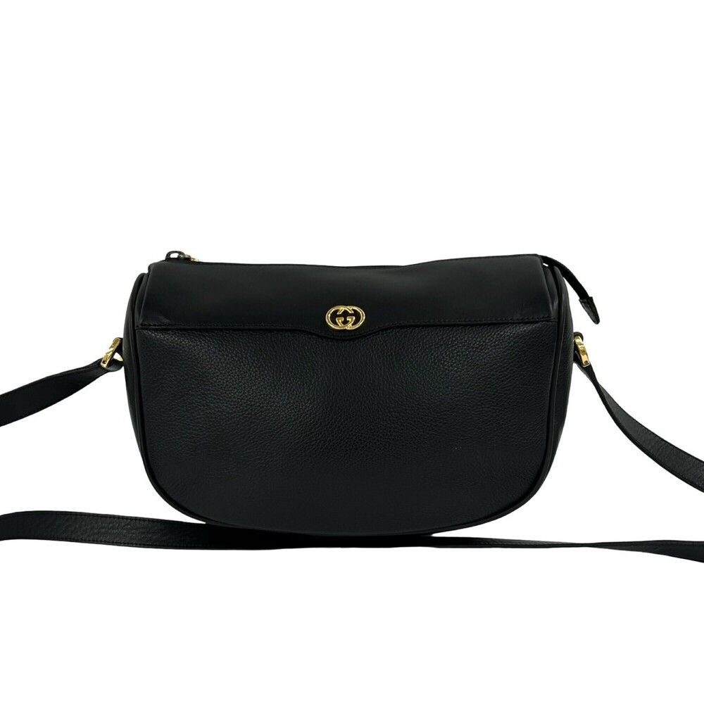GUCCI Vintage GG Logo Leather Shoulder Bag/Pouch, Black, Size 17-10